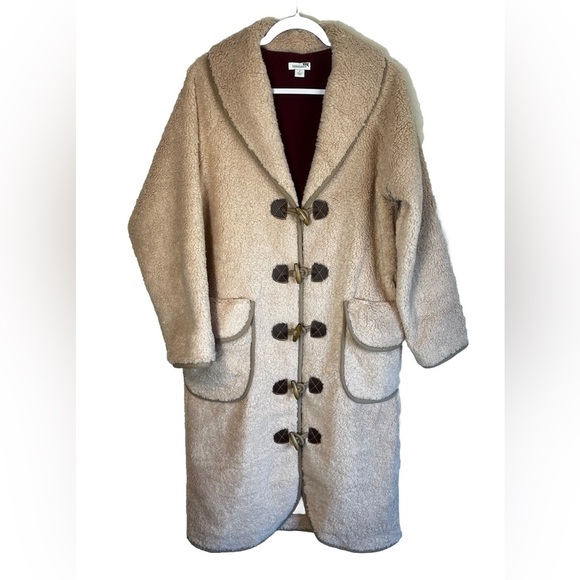 Sundance Jackets & Blazers - Sundance Light Pink Sherpa Cozy Teddy Toggle Closure Long Coat Tan Small S